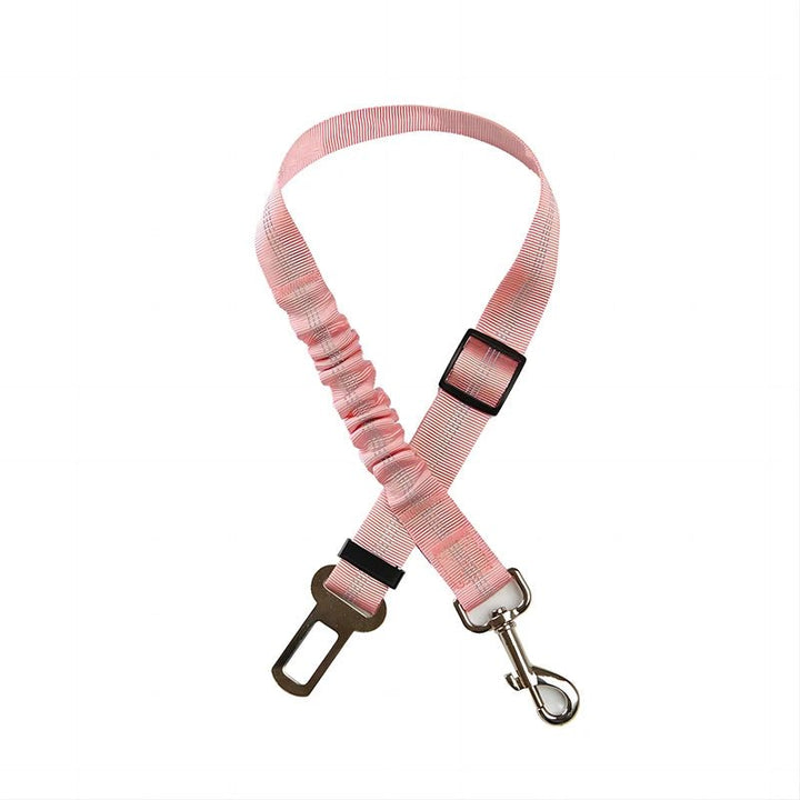 Adjustable pet car leash in black nylon, perfect for secure and comfortable cat travel