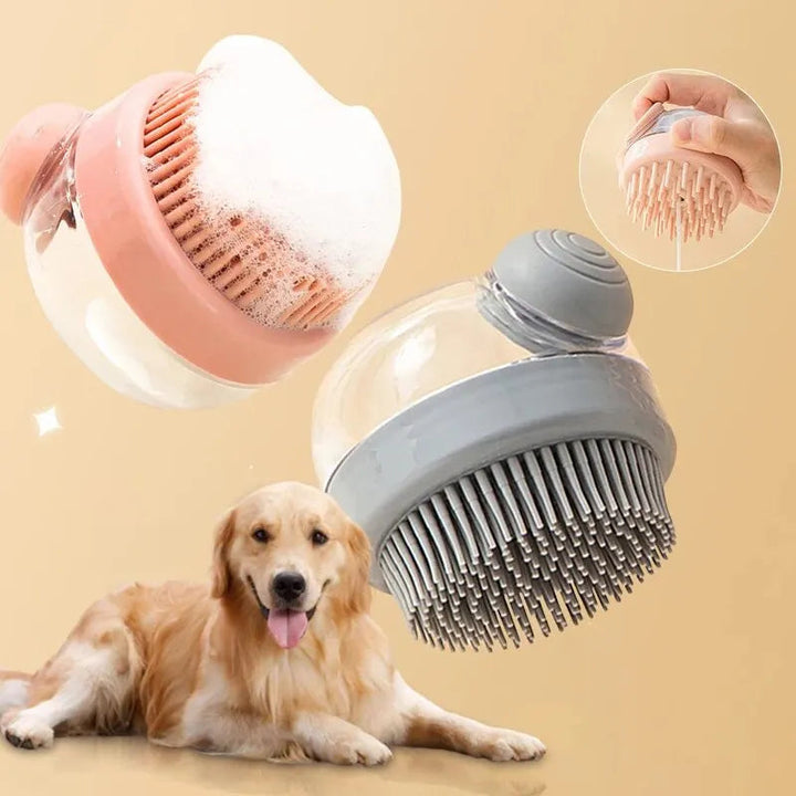 Unisex pet silicone grooming massage brush for dogs and cats with soft bristles for bathing