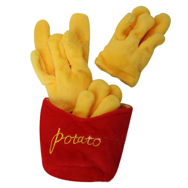 Cute pizza slice squeaky plush dog toy, fast food themed pet accessory for play