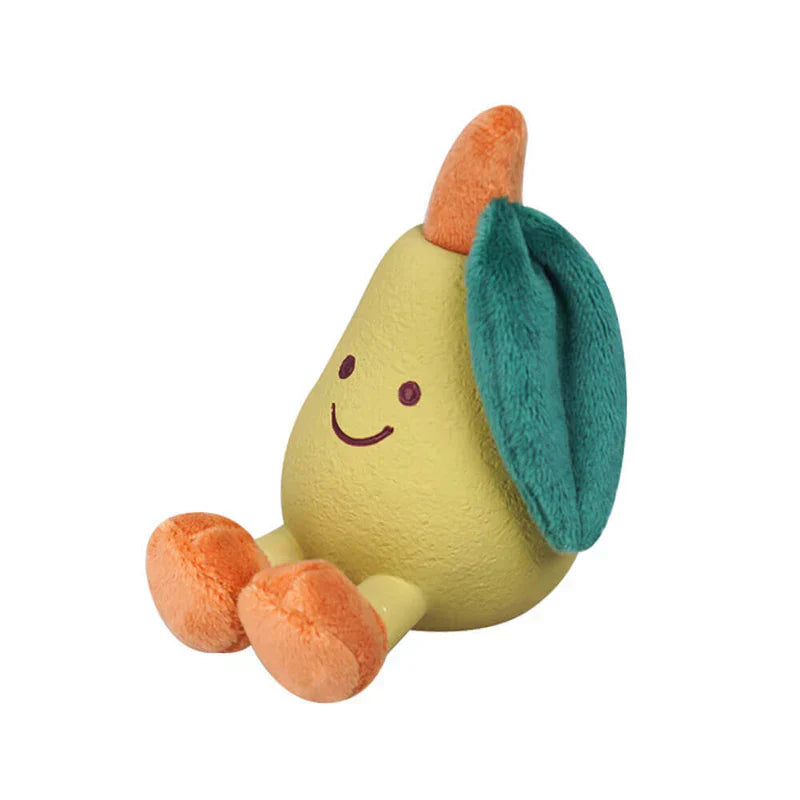 A collection of colorful squeaky fruit dog chew toys, perfect pet supplies for various dog breeds