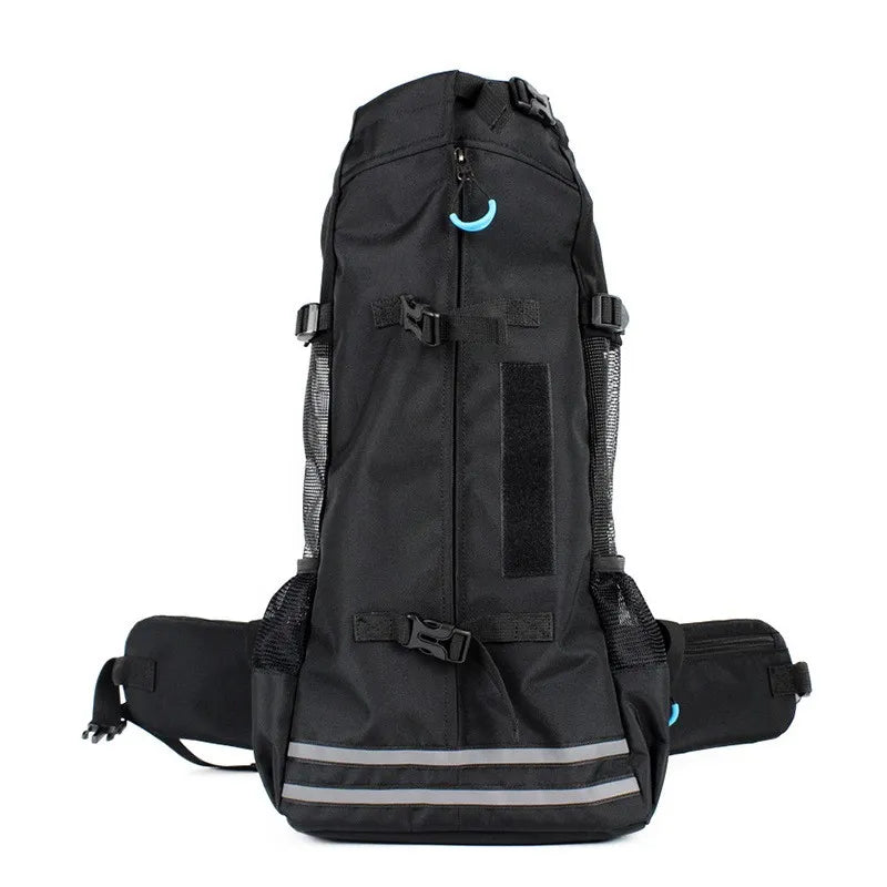 Pet travel backpack for car, featuring multiple pockets for pet essentials, a perfect dog/cat carrier