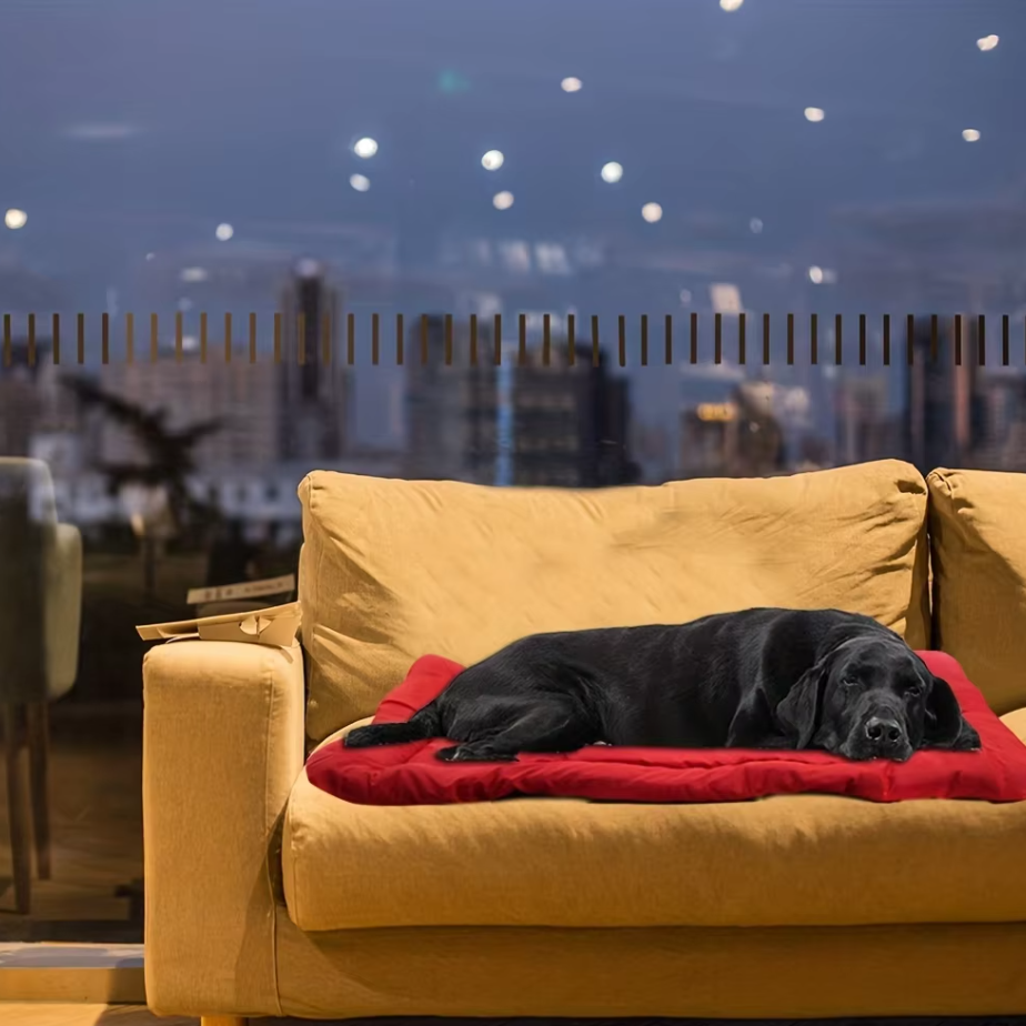 Soft dog travel bed with elevated sides, perfect for car journeys and as a sofa cushion, durable
