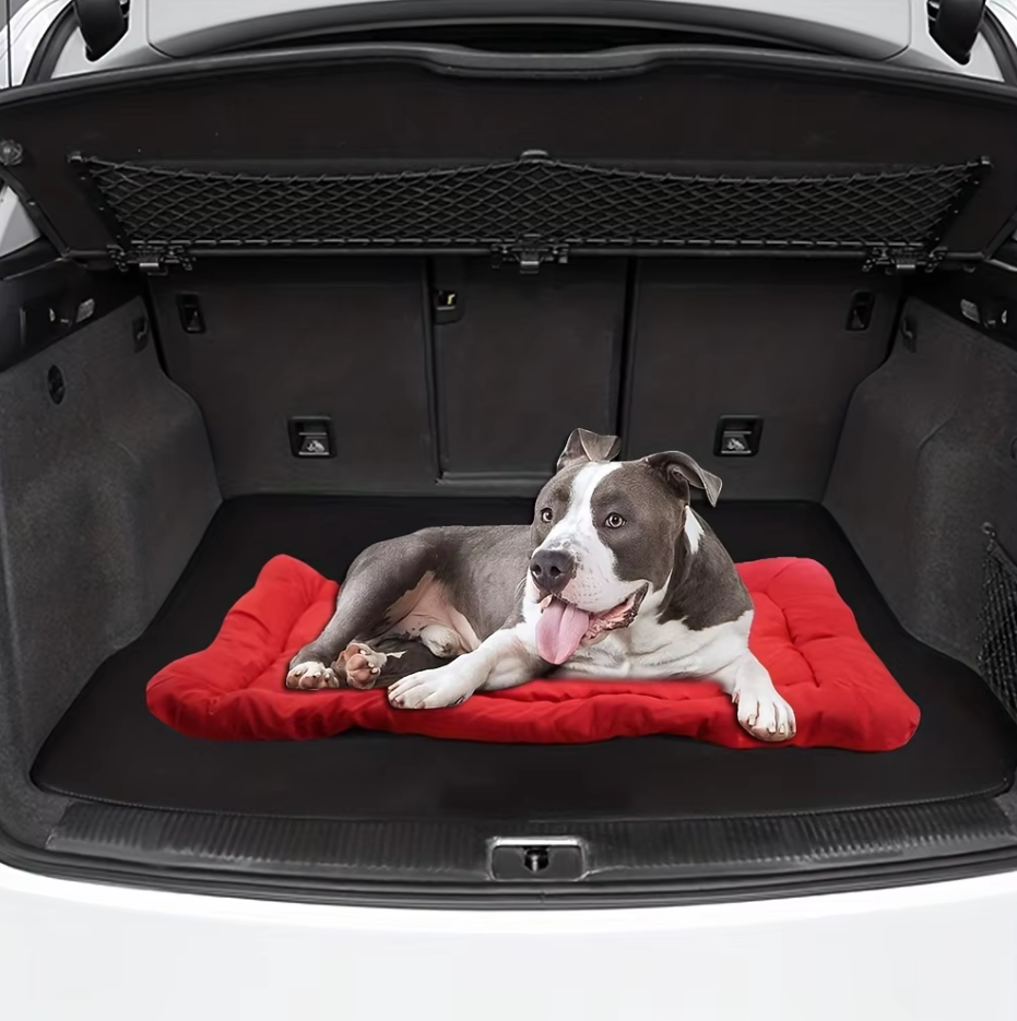 Portable pet car bed for small to medium dogs, washable cover, provides comfort and safety
