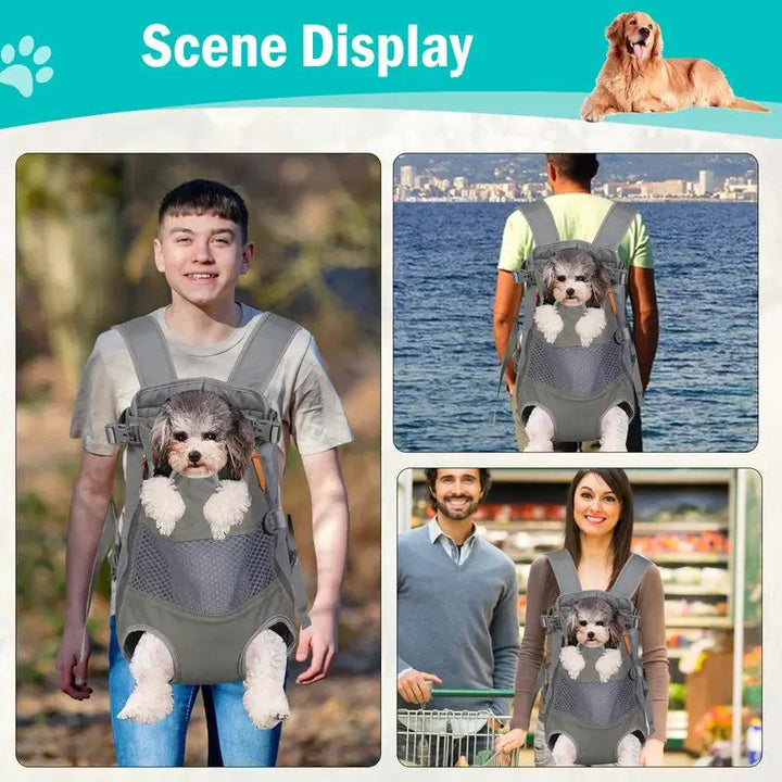 Unisex pet backpack carrier with top handle and ventilation, perfect for dog/cat travel