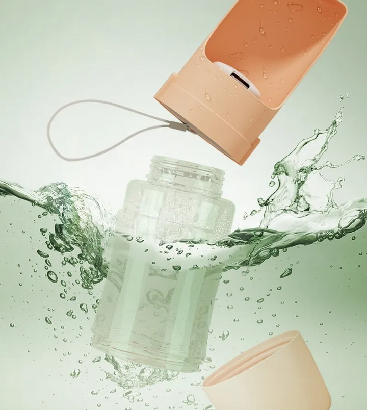 Compact pet travel water and food dispenser for outdoor adventures with pets