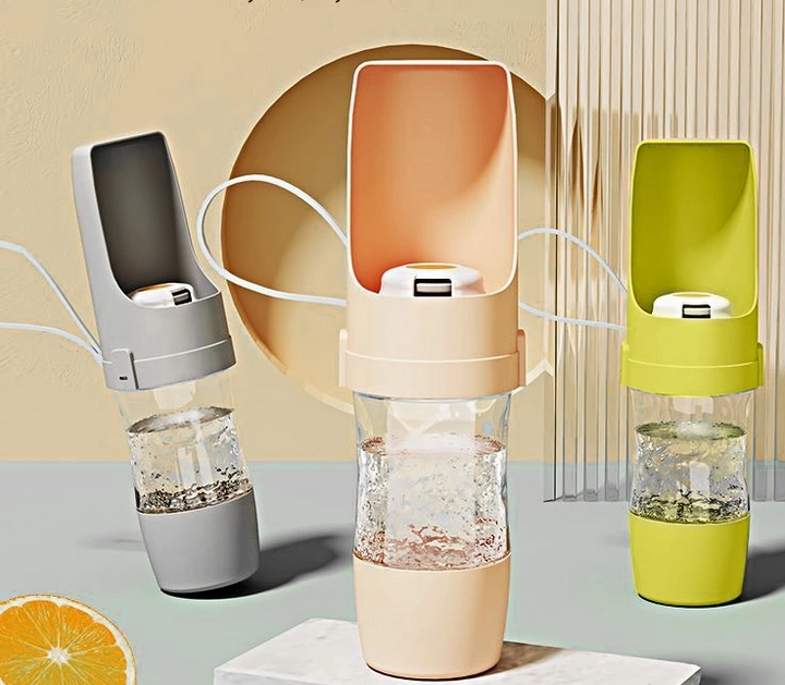 Convenient travel pet water bottle and food dispenser, essential for pet owners