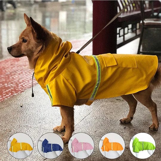 Pet raincoat folded neatly, showcasing its portable and easy-clean design for dogs