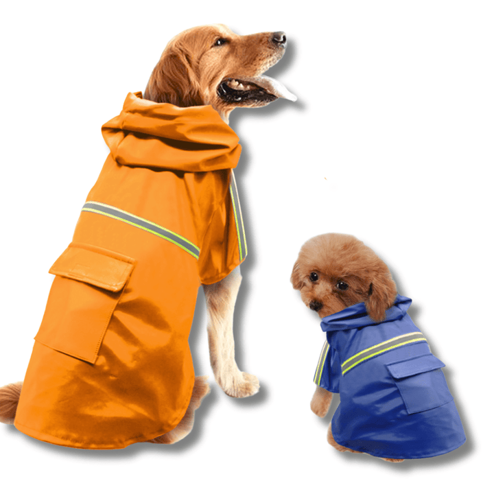 Detail of the durable, easy-clean fabric of the unisex pet waterproof raincoat