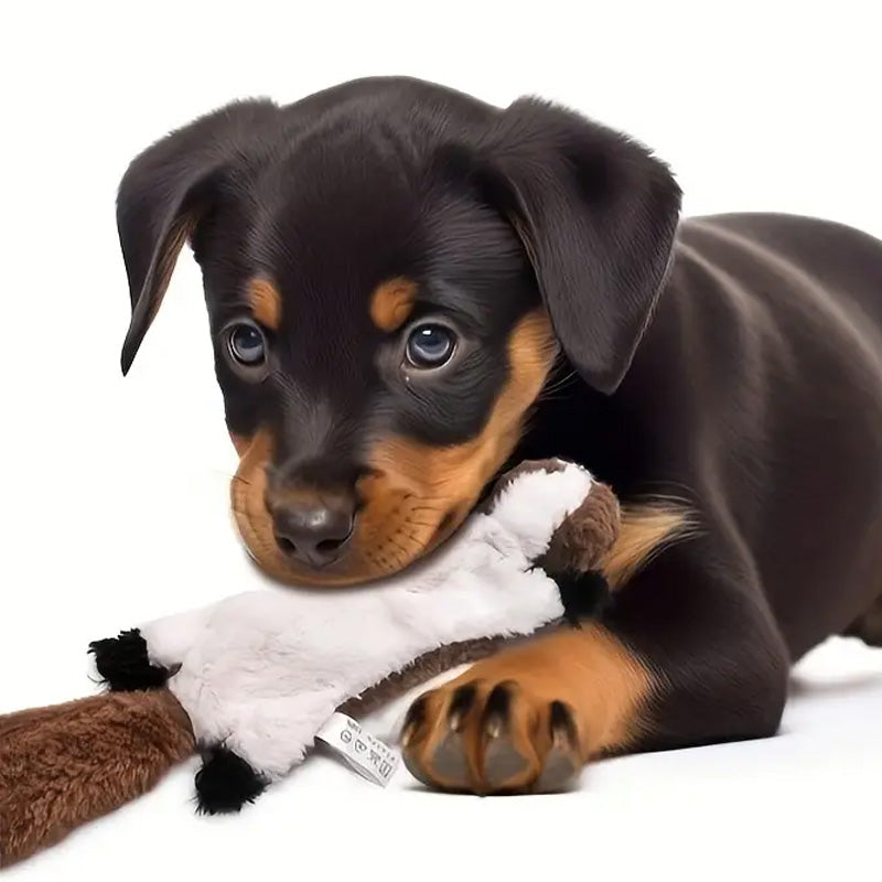 Durable yet soft unisex animal dog toy with squeaker, great for gentle chewing and interaction