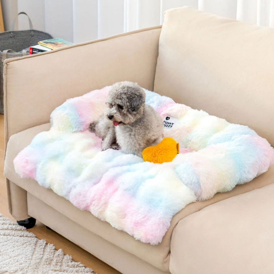 Close-up of plush texture on a non-slip pet bed, perfect for dog & cat napping