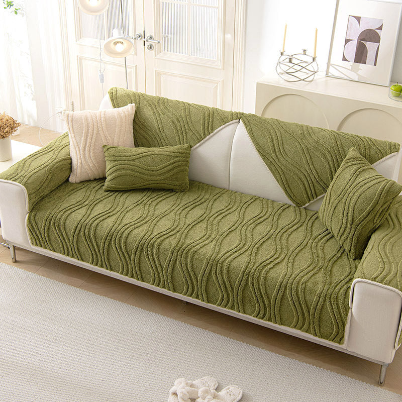 Unisex non-slip sofa slipcover with soft plush fabric in stylish grey.