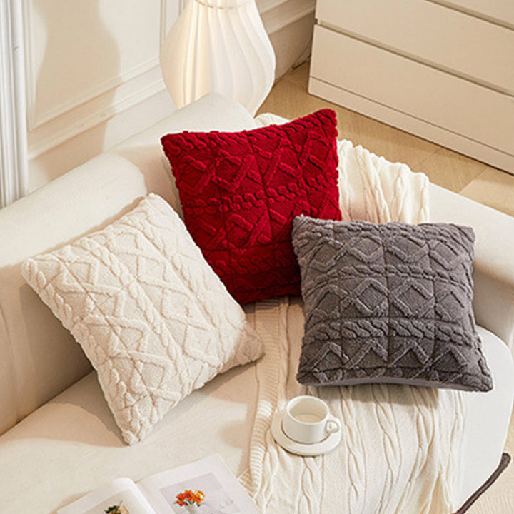 Unisex plush velvet plaid couch cover with anti-slip backing, perfect for pet owners.