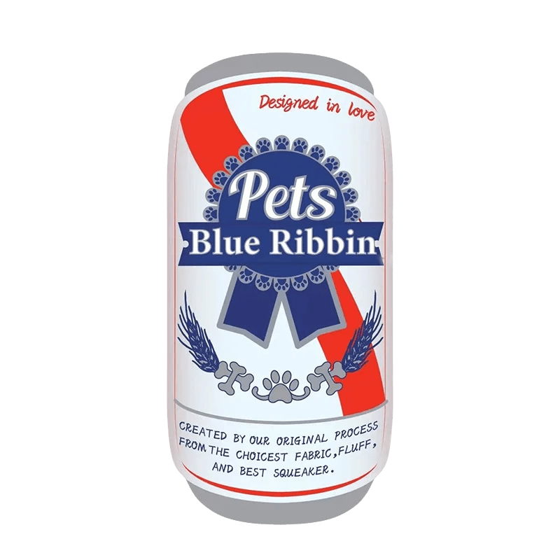 Unisex plush squeaky dog toy shaped like a bottle, perfect for chewing and play