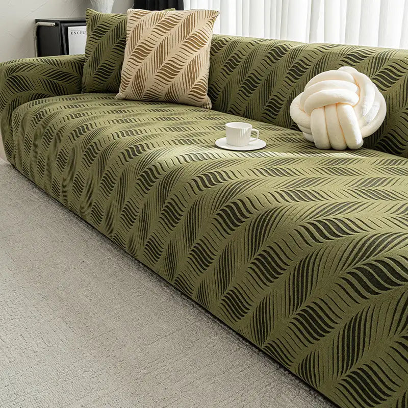 Unisex Polar Fleece Jacquard Sofa Cover, stretch pet friendly furniture protector, elastic sofa slipcover