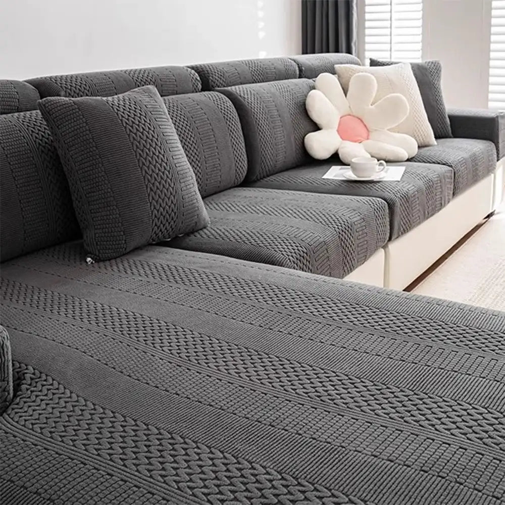Unisex polar fleece couch cover in a living room on a sofa, antistatic, pet friendly