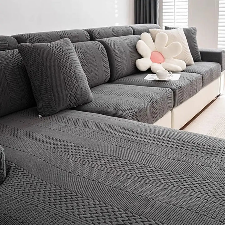 Unisex polar fleece couch cover in a living room on a sofa, antistatic, pet friendly