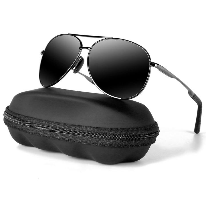 Unisex polarized aviator sunglasses with UV400 protection, ideal for driving and outdoor activities, classic style.