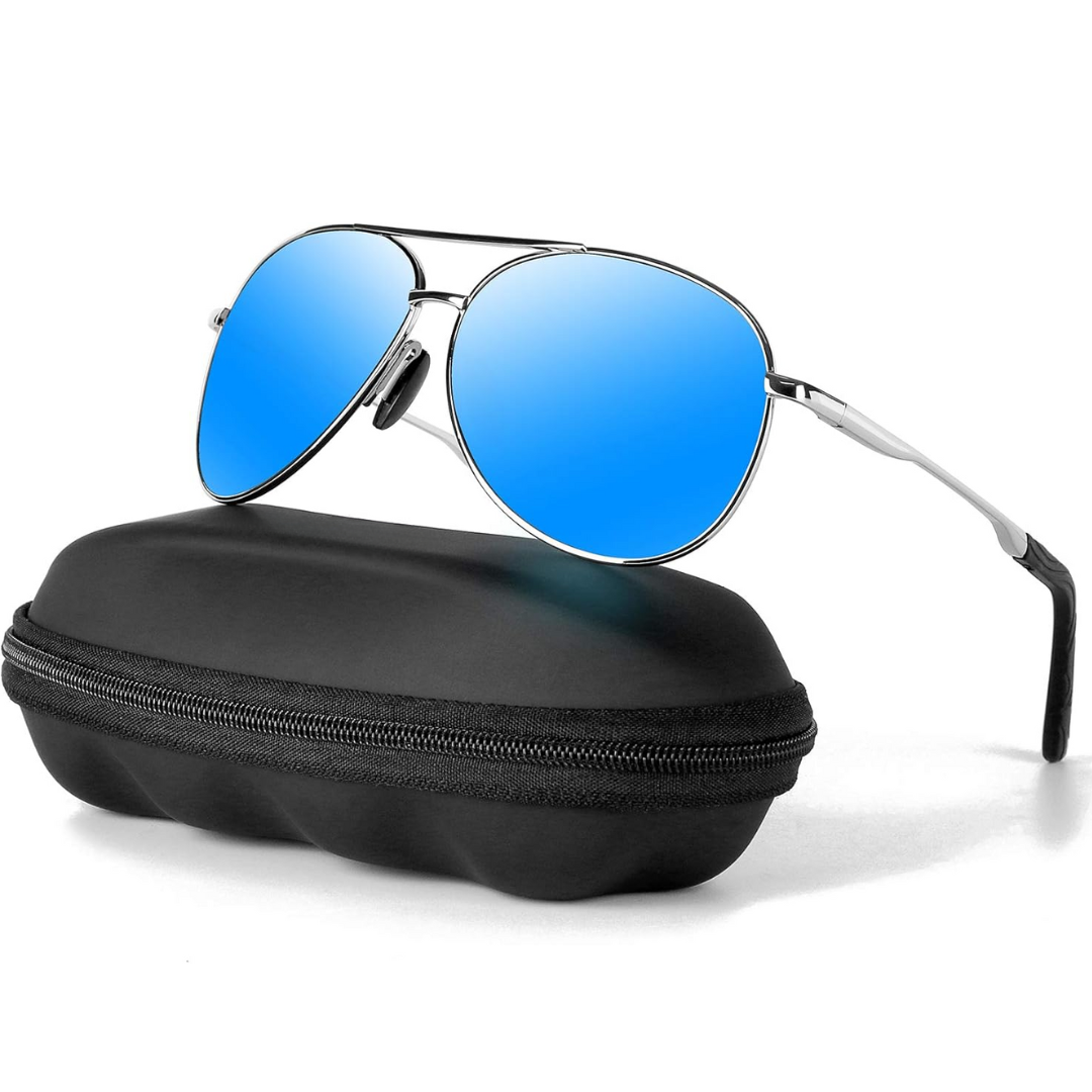 Driving glasses: polarized aviator sunglasses with UV400 protection for enhanced clarity and eye safety.