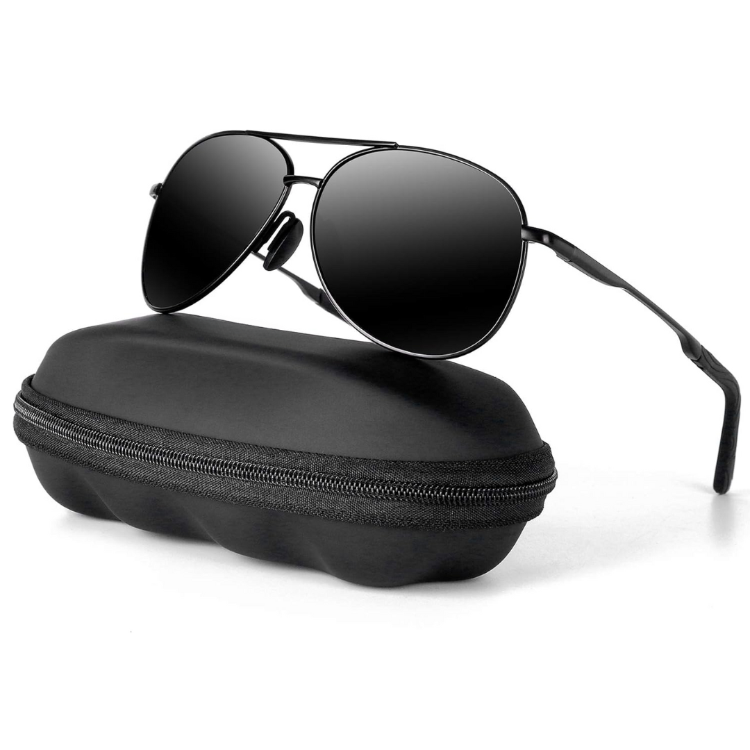 Stylish aviator sunglasses for men and women, featuring polarized lenses and full UV400 protection.