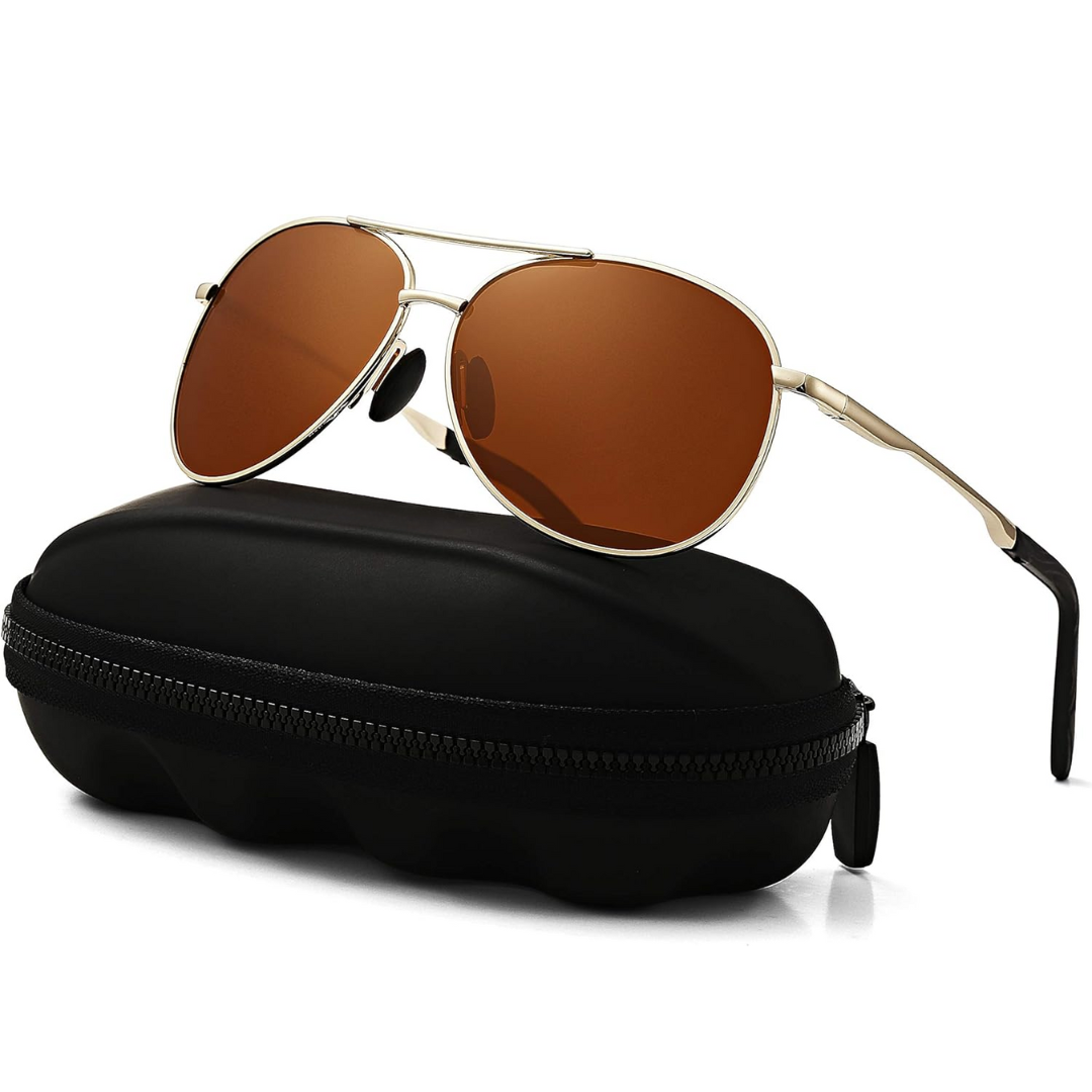 Women's aviator sunglasses, polarized for clear vision, providing robust UV400 protection and classic style.