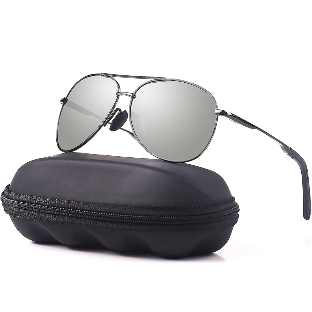 Unisex polarized aviator sunglasses with UV400 protection, lightweight and durable for daily eye protection.