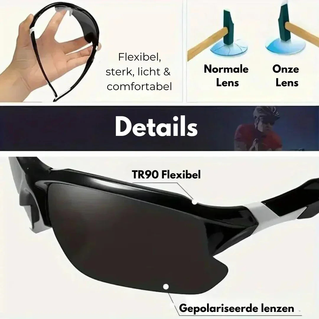 Premium unisex polarized sunglasses for cycling, running & superior UV protection.
