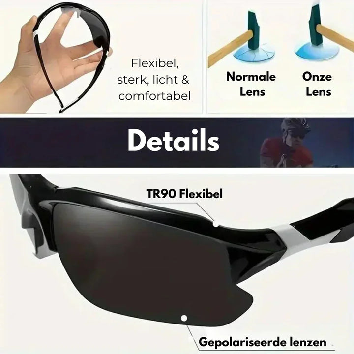 Premium unisex polarized sunglasses for cycling, running & superior UV protection.