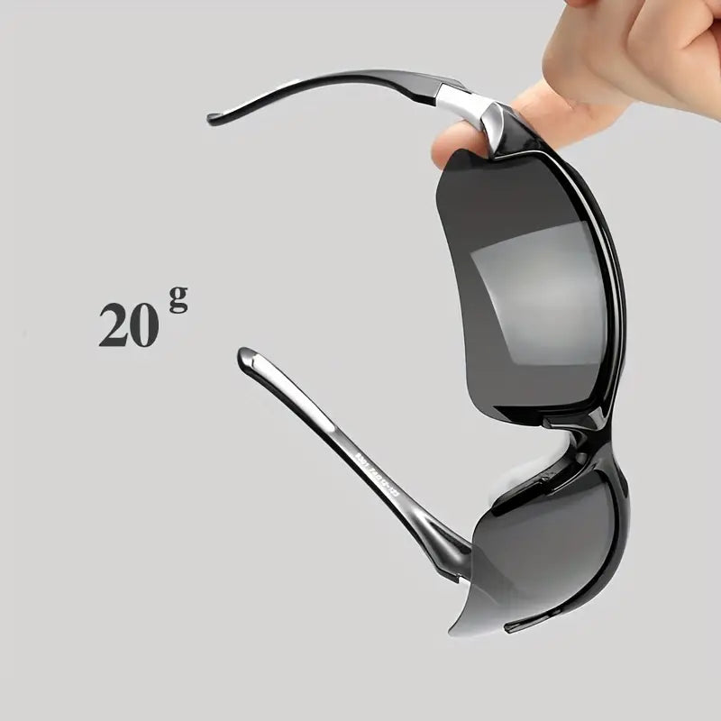 Lightweight polarized sports sunglasses, essential for active outdoor activities.