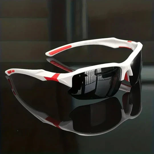 Lightweight athletic sunglasses with polarized lenses, ideal for running & cycling.