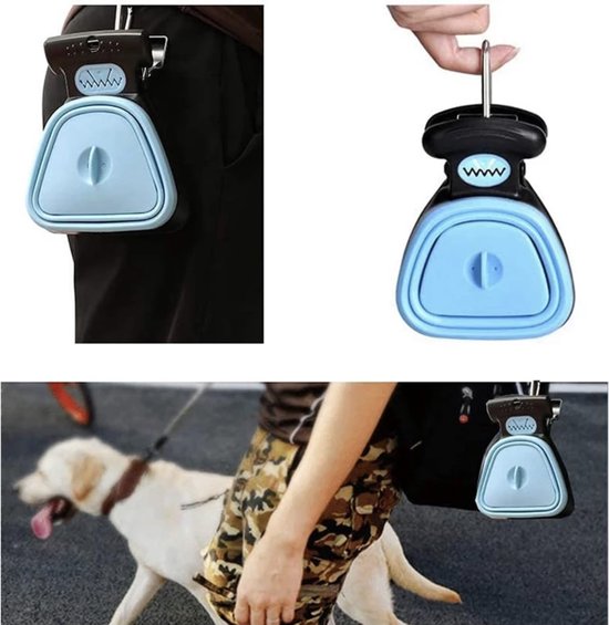Dog cleanup accessory: portable waste tool with pre-loaded bags, essential for responsible pet owners.