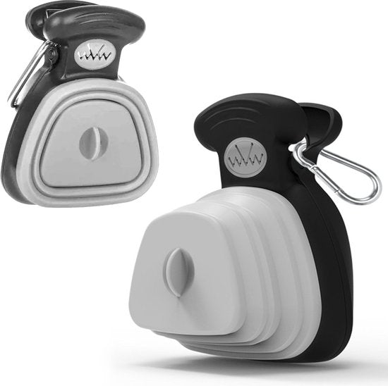 Travel-friendly dog waste cleanup device, collapsible and hygienic for all pet outdoor adventures.