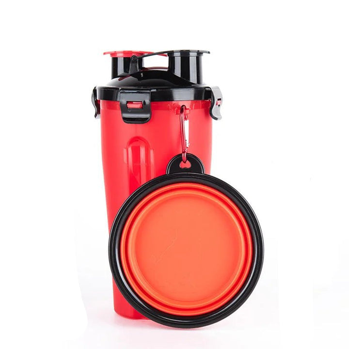 Durable 2-in-1 portable dog water bottle & food bowl set, perfect pet accessories for any trip