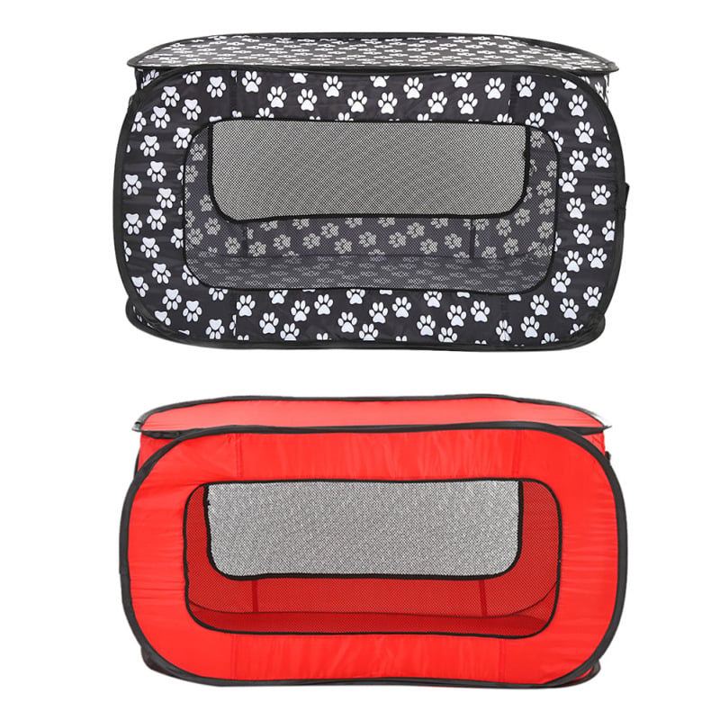 Soft pet carrier with paw prints, foldable design, offering a cozy and secure space for animal travel.