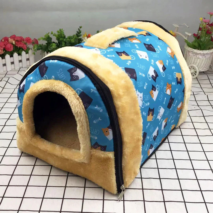 Lightweight animal crate, quickly folds for storage, with spacious mesh panels for ventilation.