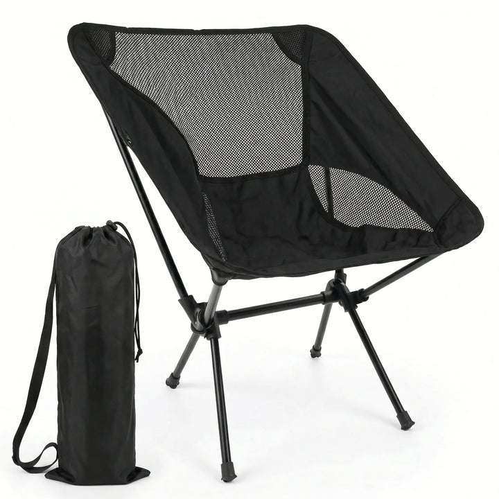 Sleek unisex portable folding chair, lightweight design, practical for outdoor adventures, travel & events.
