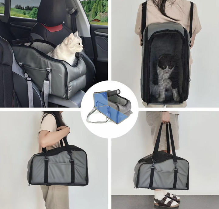 Unisex portable pet carrier bag for small dogs and cats, ideal for car travel