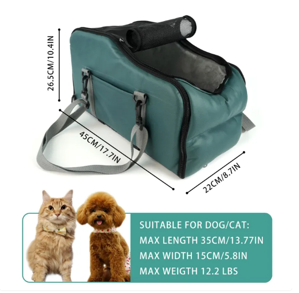 Small dog travel bag with mesh window, perfect for pet car journeys