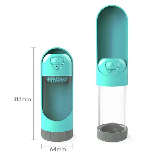 Unisex pet water dispenser showing easy one-hand operation, great for outdoor adventures.