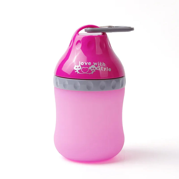 Unisex pet water bottle with a handy carabiner clip, integrated bowl for easy dog hydration while outdoors, pet care