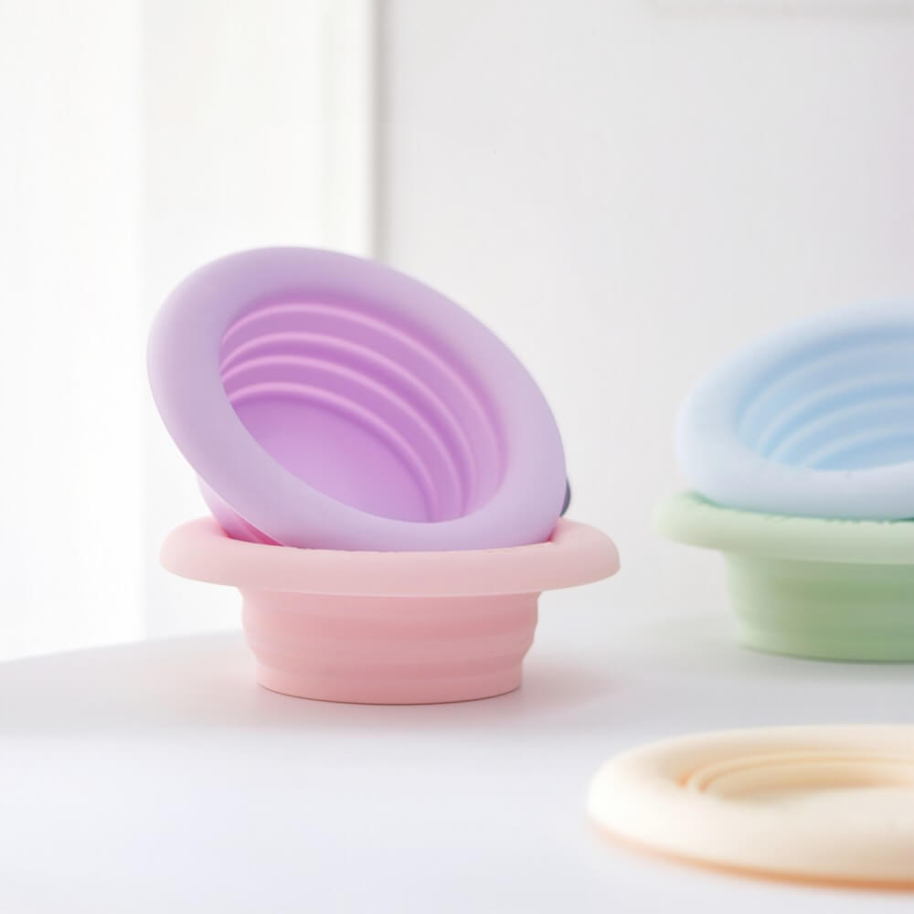 Portable pet feeder bowl, 500ml, silicone, for easy travel with your cat or dog, green