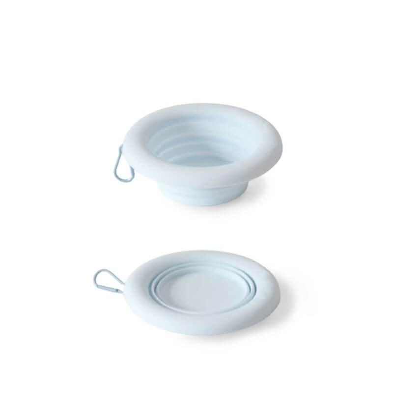 Compact silicone 500ml pet bowl, perfect for carrying in a backpack for walks and trips
