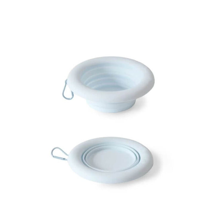 Compact silicone 500ml pet bowl, perfect for carrying in a backpack for walks and trips