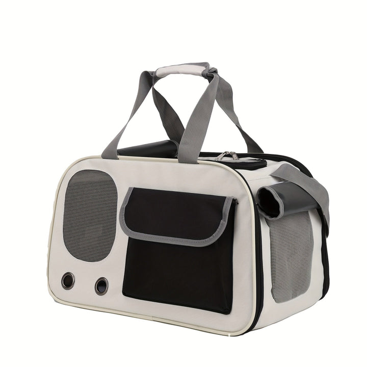 Modern space capsule pet carrier bag, perfect for air travel with your cat or small dog.