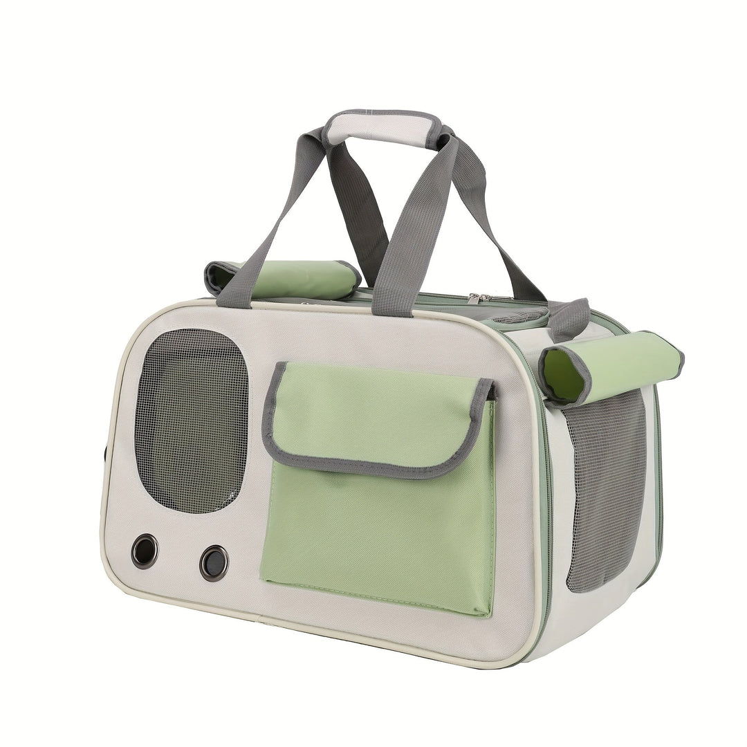 Portable pet carrier for cats/dogs, space capsule design with good ventilation, airline approved.