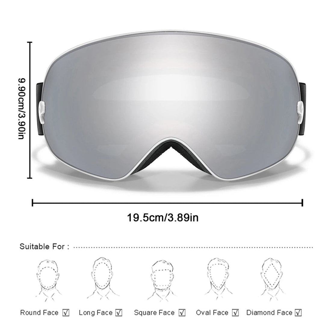 Ultimate eye protection: Anti-fog, UV400 ski goggles with night vision for clear sight in all snow conditions.