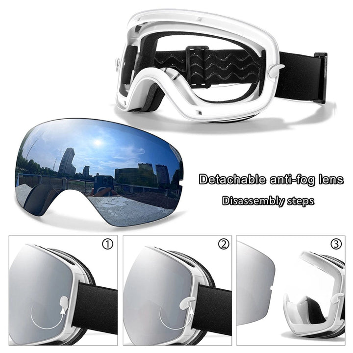 High-performance ski & snowboard goggles with anti-fog, UV400, night vision, ideal for winter sports.