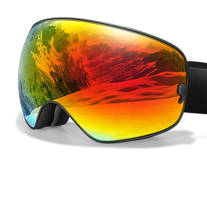 Adjustable unisex ski goggles with anti-fog, UV400 night vision, and helmet compatibility for snow sports.
