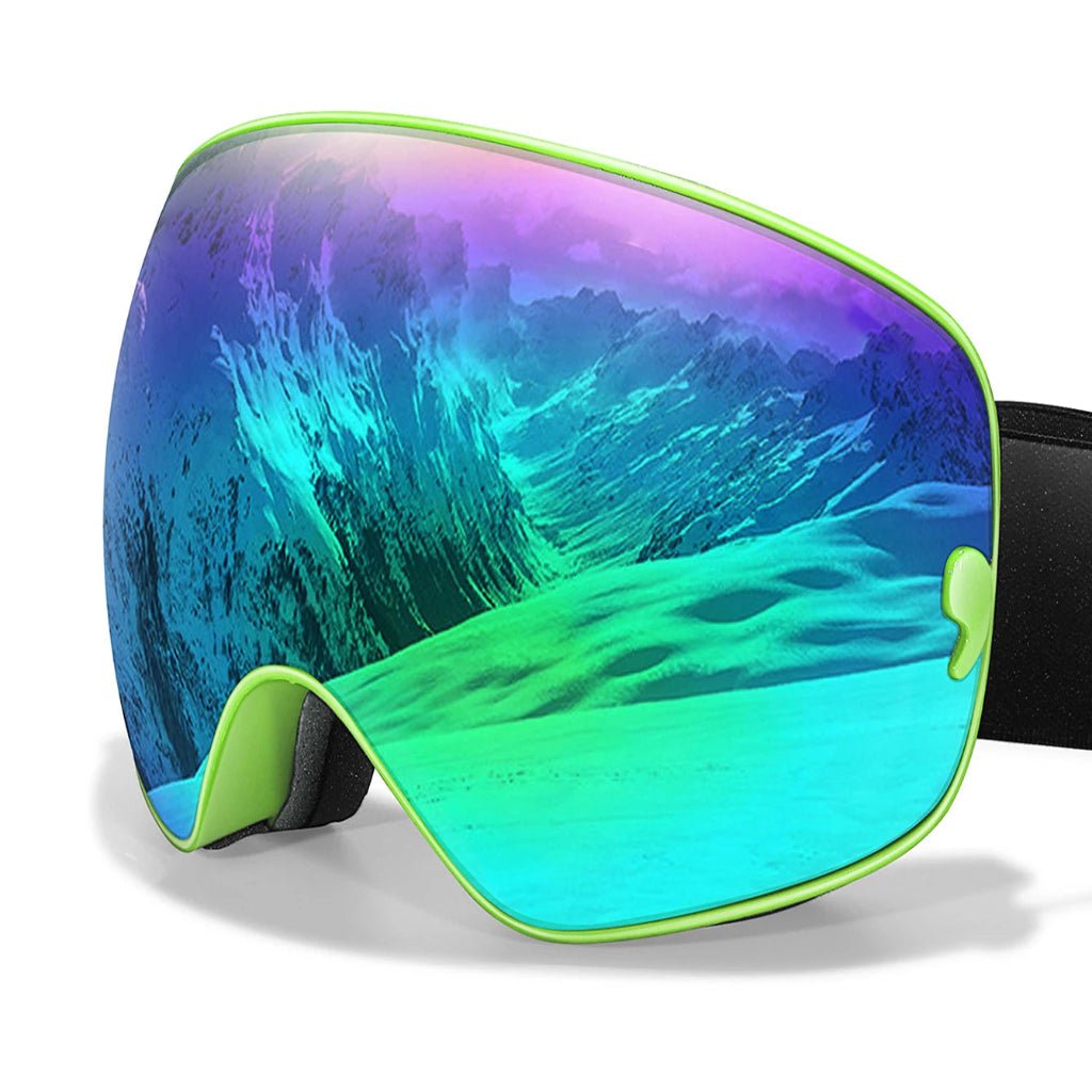 Durable unisex ski goggles with anti-fog, UV400 protection, night vision lenses, perfect for snowboarders.