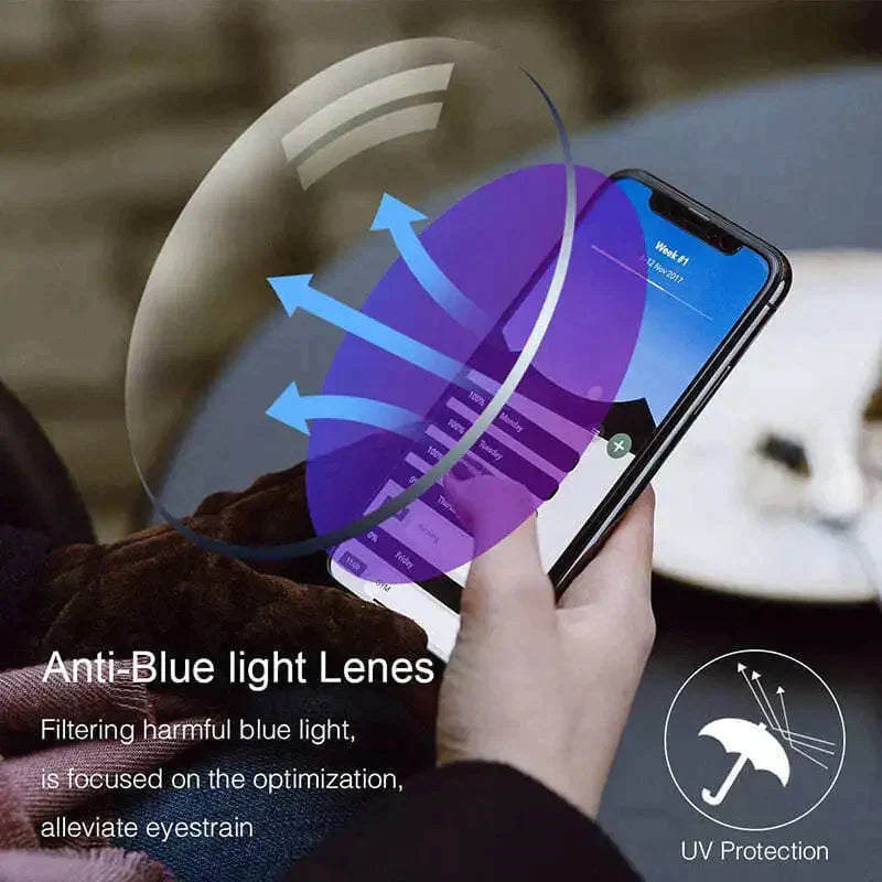 Lightweight progressive reading sunglasses with photochromic lenses, UV protection & blue light filter.
