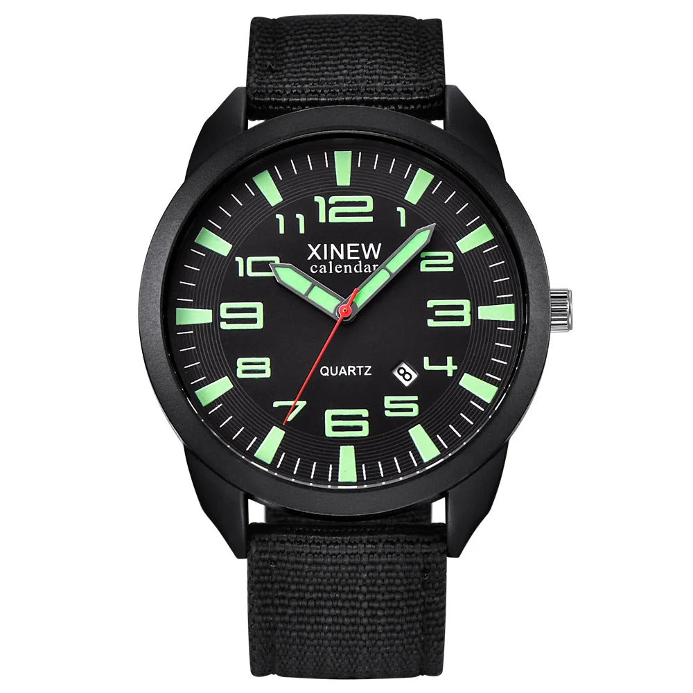 Unisex quartz watch with luminous dial, date display, and sleek metal band for daily wear.